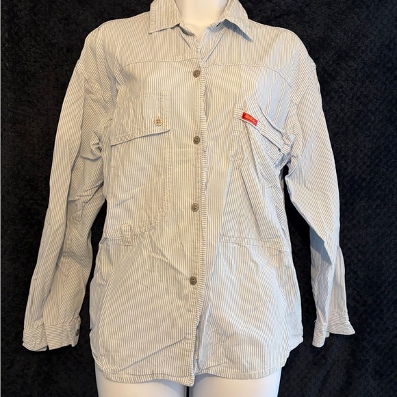 Jordache Jackets & Blazers - Vintage 90s Y2K Jordache Striped Blue Button Up